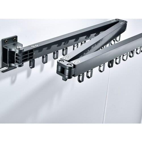 Telescopic Clothes Drying Rack Wall Hanging Folding Tanning Rod Balcony Invisible Sundeck Quilt Clothing Clip Hanger for Clothes