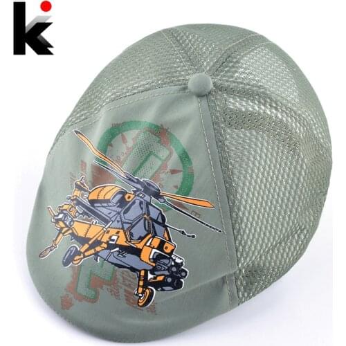 Spring Summer Baby Newsboy Caps Boys Girls Breathable Mesh Flat Cap Kids Printing Berets Hat Children Outdoor Peaked Boina Cap