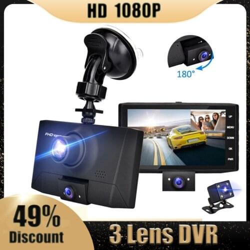 4.0 Inch Dvr Dashcam Video Recorder Auto Camera 3 Lens With Rear View 1080P G-Sensor Registrator Night Vision Dash Cam