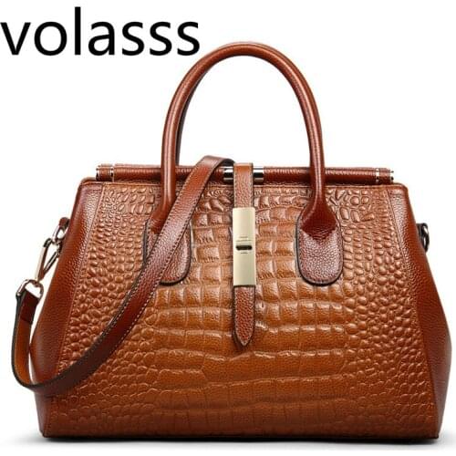 High Quality Fashion Brown Genuine Leather OL Office Luxury Handbags Women Handbag Shoulder Messenger Bags Designer Lady Female