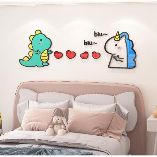 WS213 Cute Altman Dinosaur Sticker 3D Stereo Wall Sticker Childrens Room Furnished Bedroom Bedside Wall Decorative Sticker