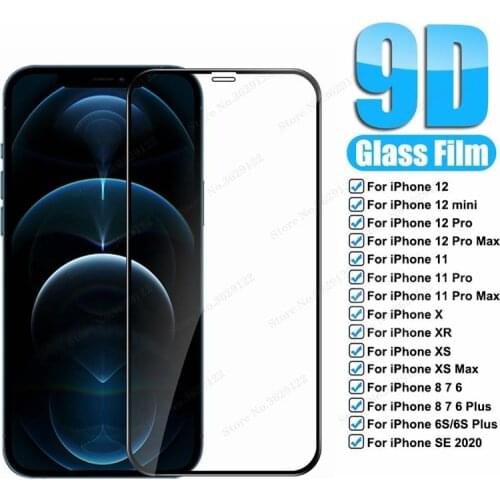 9D Full Protection Glass For Apple iPhone 12 mini 11 Pro Max X XS XR Screen Protector Film For iPhone 7 8 6 6S Plus SE 12 Glass