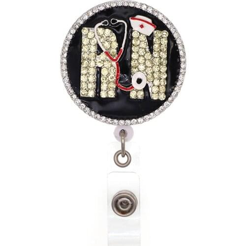 10pcs/lot Free shipping Round RN Stethoscope Retractable Medical Nurse Badge Holder Pull Reel