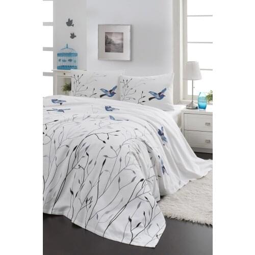 2021 PIQUE Set Turkish Cotton With Pillowcase Bedspread Sets Bed Linen Sheet Modern For Summer King Size Duvet Cover Floral Blue