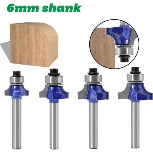 6mm Corner Round Professional level Over CNC Router Bit with Bearing Milling Cutter for Wood Woodworking Tool Tungsten Carbide