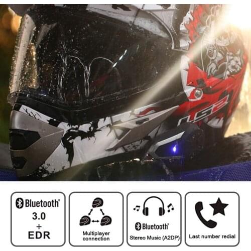 1200M BTS3 Bluetooth Helmet Intercom IPX7 Waterproof BT 3.0 with FM Headset Motorcycle Bluetooth Helmet Intercom