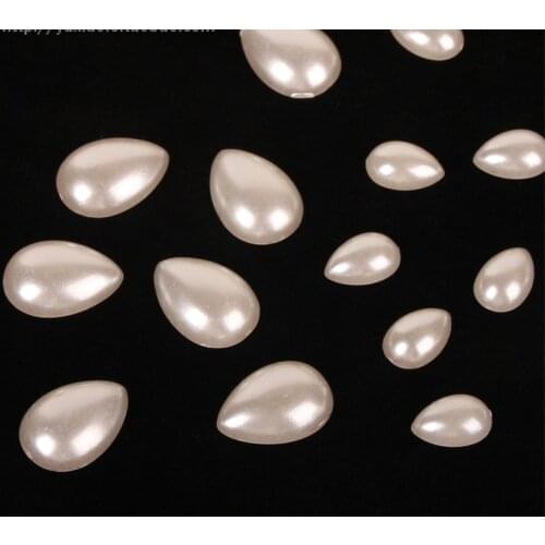 Water drop tear shape Cabochon cameo bezel FlatBack imitation Pearls Beads mobile Case bridal shoe handbag Glue on hair bowknot