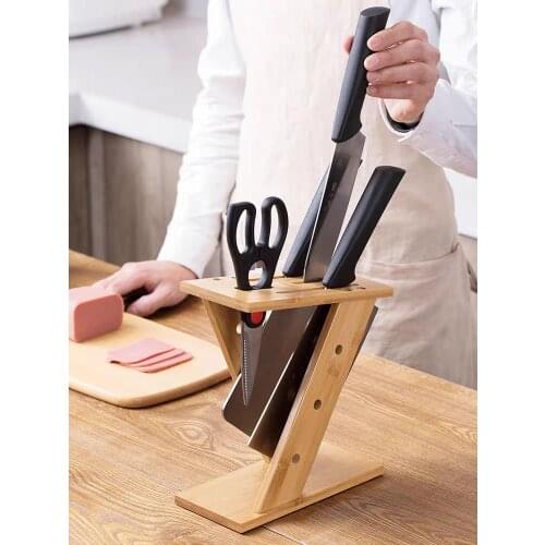 Wood Knife Holder Rest Bamboo Knife Block Stand Knives Storage Shelf Rack Storage Box Organizer Kitchen Accessories Tools