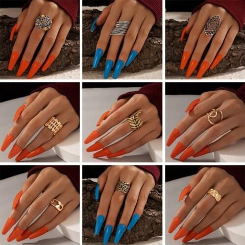 Docona Gothic Elephant Leaf Metal Rings for Women Punk Geometric Feather Joint Midi Ring 2021 New Jewelry Anillos кольцо женское