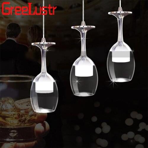 Home Deco Wine Glass Led Pendant lamps Loft Chandeliers Hanging lamp for Bar Kitchen Indoor Light Lustre Industrial Lighting