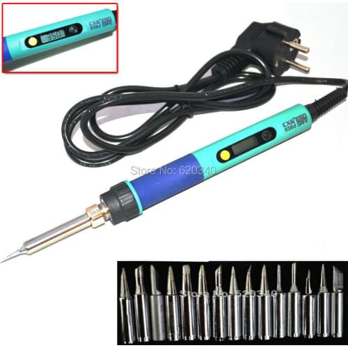 EU plug CXG 936d Digital LCD Adjustable temperature Electric Soldering station Electric soldering iron 220V 60W solder+tip17pcs