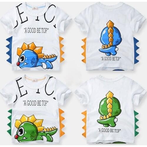 Toddler Boy Cartoon Dinosaur T-shirt Girl Cute Tops Kids Summer Clothes Boys Quality Cotton T Shirts Boutique Outfits Baby Girl