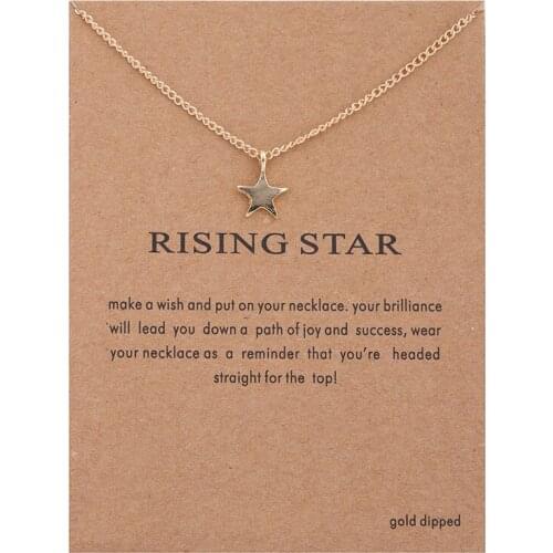 Hot Sale Sparkling Star Gold Pendant Necklace Clavicle Chains Statement Necklace Women Jewelry(Has card)