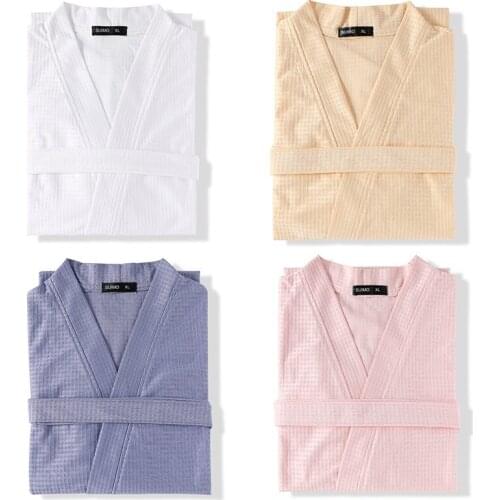 Autumn New Waffle Kimono Bathrobe Gown Women Nightwear Sleepwear Casual Lovers Nightdress Home Clothes Soft Nightgown Lingerie