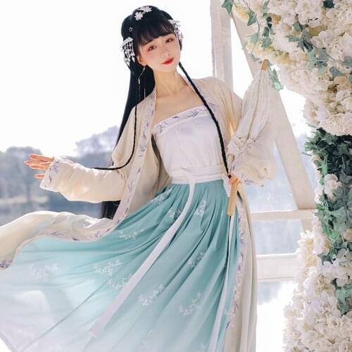 Hanfu Women Chinese Traditional Dress Chiffon Hanfu Plus Size Women Dresses 2021 White Hanfu Girls Fairy Chinese Costume Female
