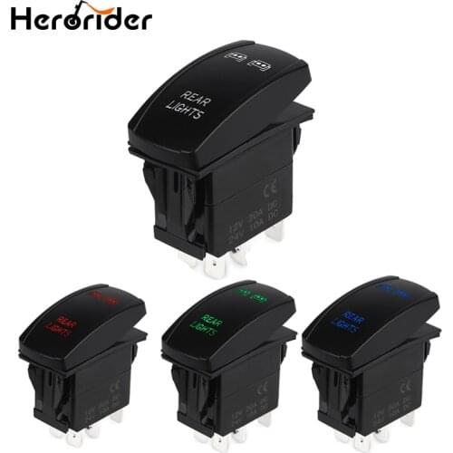 Herorider 5pin Laser Push Button Rocker Toggle Switch Blue LED Bar Light Auto Led Light Bar Rocker Switch Waterproof 12V