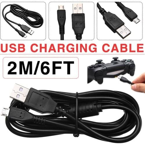 2m USB Wireless Game Controller Charging Cable Cord For PS4 DualShock 4 Play-station Data Transmission Line
