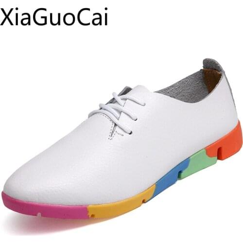 Colorful Womens Casual Shoes Spring Womens Flat Bottom Camouflage White Sneakers Large Size Leather Soft Flats