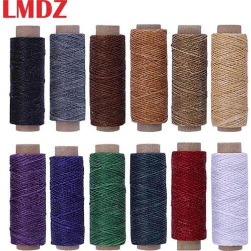 LMDZ 12Color/Set 50m 150D Leather Sewing Waxed Thread Flat Waxed Sewing Thread Wax line Stitching Thread for Leather Craft DIY