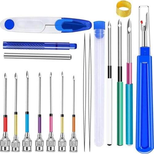 LMDZ 18Pcs Punch Needle Sets Crochet Knitting Embroidery Pen Handmade Stainless Steel Punch Needle DIY Sewing Tools