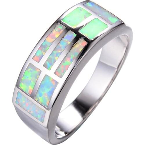 Minimalist Female Square Opal Stone Ring Dainty Big Wedding Rings For Women Classic Bridal White Engagement Ring