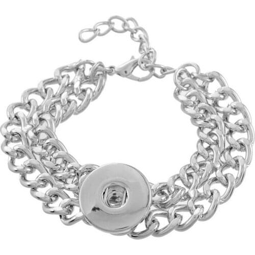 Fashion metal chains Snap bracelet 19cm fit 18MM snap buttons jewelry wholesale SG0046