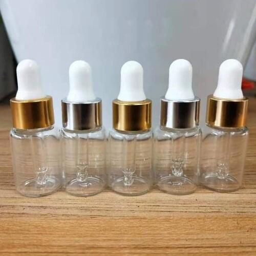 MUB - 5ml 4pcs/lot Mini Glass Dropper Bottle For Essential Oil Sample Vials Portable Refillable Perfume Bottles Traveler Case