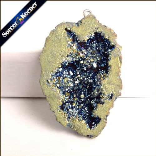 Natural Raw Mineral Crystal Pendant Druzy Drop Pendants Pendulum Chakra Natural Stone Pendants For Jewelry Making YS891