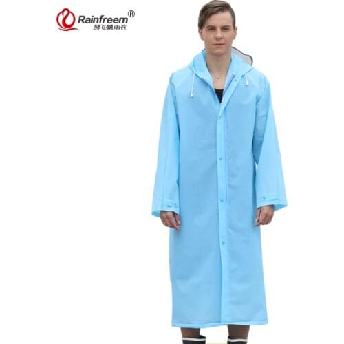 Rainfreem Easy Carry EVA Trench Raincoat Women/Men Impermeable Plastic Transparent Rain Coat 7 Colors Rain Gear Poncho