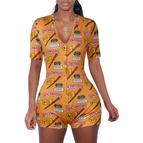 New Womens Fashion Short Sleeve Deep V Neck Jumpsuit Shorts Pajamas Bodysuit Bodycon Rompers Overall