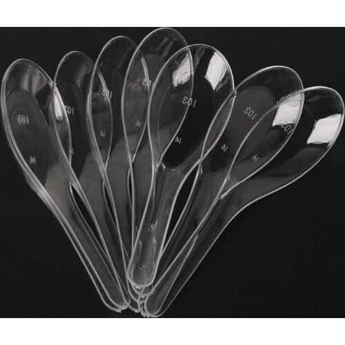 Disposable Plastic Spoon Soup Spoons Outdoor Dessert Ice Cream Dining Food Tableware Wedding Party Supplies