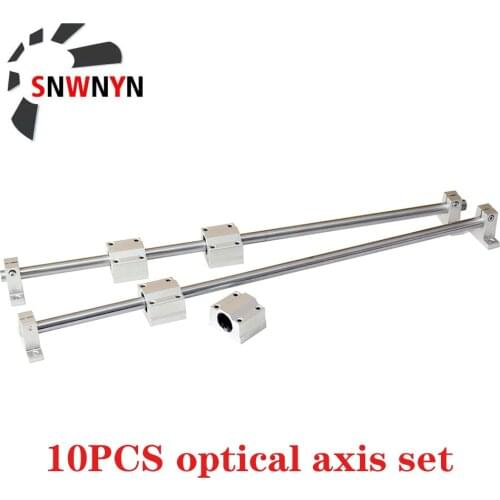 10pcs/Set Optical Axis OD8/10/12/16mm Linear Rail Shaft 200-600mm+SCS8/10/12UU Linear Bearing Blocks+SK8/10/12 Bearing Support