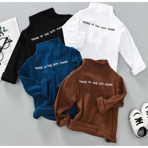 2020 Boys Girls Autumn Shirt Baby Cotton Turleneck Bottoming Shirt Kids Top Childrens Spring And Winter Casual Letter T-shirt