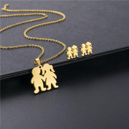 Stainless Steel Necklace For Women Lovers Couple Gold Color Pendant Necklaces Engagement Jewelry Dropshipping