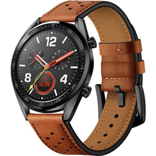 Watch film+strap for Huawei Watch GT samsung galaxy watch 46mm gear S3 Frontier band Genuine Leather belt+Screen Protector glass