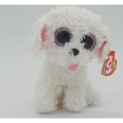 New 6" 15cm Ty Big Eyes Stuffed Peas Plush Animal Soft White poodle Doll Dog Collection Boys and Girls Christmas Birthday Gifts