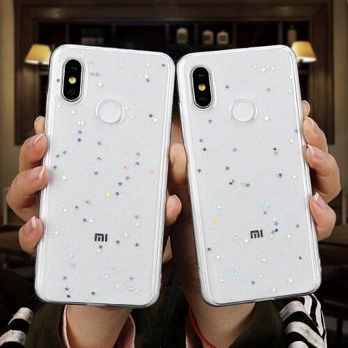 LOVECOM Bling Glitter Star Clear Case For Xiaomi Redmi Note 10 9 Pro 10S 9S 8 7 POCO X3 Pro NFC Soft Silicone Phone Cover Shell