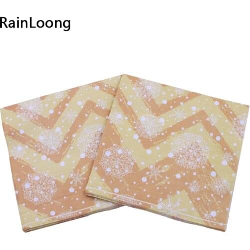 [RainLoong] Snowflake Paper Napkins Tissue Serviettes For Christmas Party Decoration Decoupage 33*33cm 1 pack (20pcs/pack)