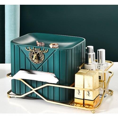 Light luxury elk tissue box metal creative living room personality modern bedroom Nordic high-end home simple paper box