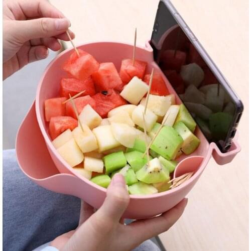 Creative Plastic Lazy Artifact Fruit Vegetable With Mobile Phone Holder Melon Seed Basin Basket Double-layer Household Goods