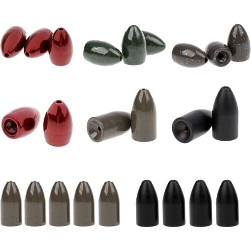 2-6Pcs/set Fishing Tungsten Weights Copper Alloy Weight Bullet Shape Sinkers Flipping/Worm Weights 5.3g-28g