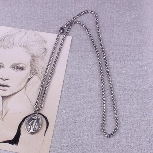 Yourem Stainless Steel Necklace For women Jewelry Religious Virgin Mary Necklaces Men Jewlery di212