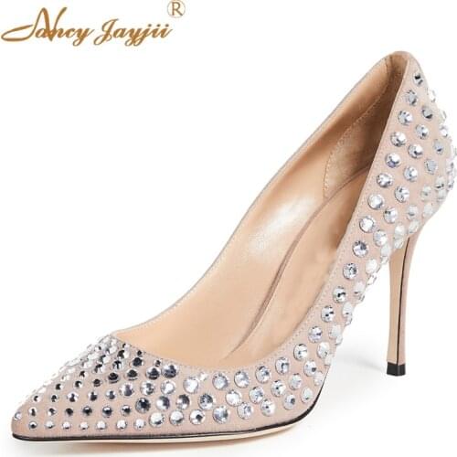 Woman Shoes Lady Female Pumps Solid Basic Crystal Sweet Super high thin heels Slip-On Pointed Toe Brand Nancyjayjii Mature Sexy