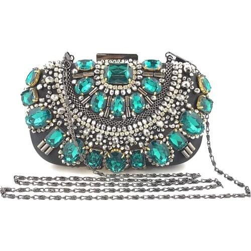 Womens Crystals Evening Clutch Bag Designer Evening Beaded Chain Handbag,Lady Party Clutch Purse Shoulder Bags