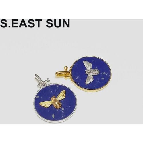 S.EAST SUN S925 Sterling Silver retro butterfly bee Necklace womens lapis lazuli Pendant Jewelry Gift