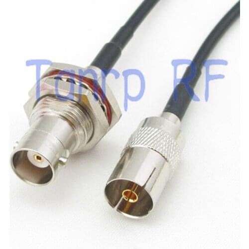 10PCS 6in TV female jack to BNC female with nut bulkhead RF connector adapter 15CM Pigtail coaxial jumper RG174 extension cable
