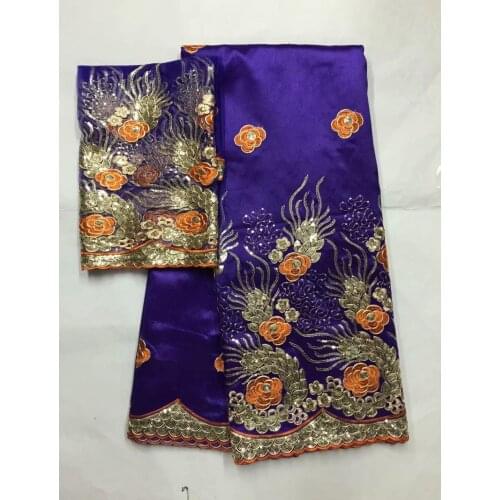 2020 Best Quality Royal Blue African George Lace Fabric Sequined Embroidered Silk Lace For India Women Wedding Dress Material