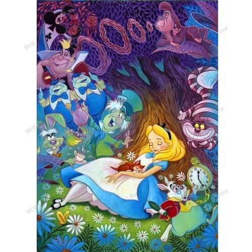 Disney 5d Diy Diamond Embroidery Cartoon Princess Diamond Painting Alice In Wonderland Cross Stitch Kits Mosaic Room Decoration
