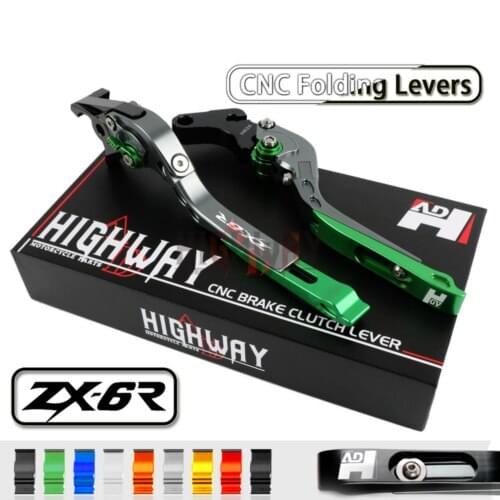 CNC Aluminum Brake Handle Bar Lever Extendable Folding Adjustable Brake Clutch Levers For KAWASA ZX6R ZX-6R ZX 6R 636 2007-2016