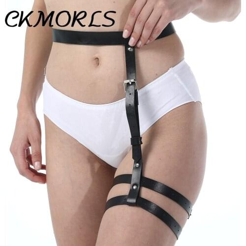 CKMORLS Sexy Women Single Leg Bondage Straps Handmade Leather Body Harness Belt Gothic Adult Lingerie Garter Suspenders Belts